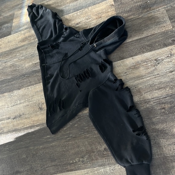 Asymmetrical Distressed Hoodie - Picture 4 of 6